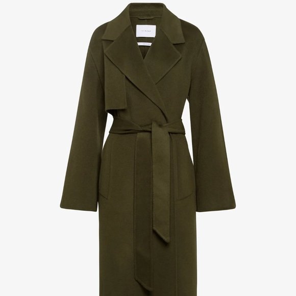 IVY OAK Luxury Sustainable European Olive Green 100% Wool Classic Winter Coat - Picture 2 of 5